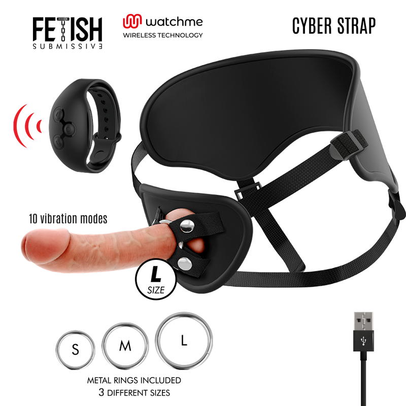 FETISH SUBMISSIVE CYBER STRAP - HARNESS WITH REMOTE CONTROL DILDO WATCHME L TECHNOLOGY - My naughty haven #