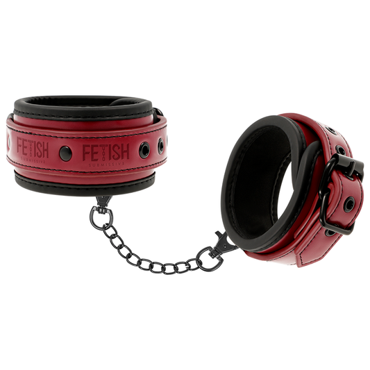 FETISH SUBMISSIVE DARK ROOM - VEGAN LEATHER ANKLE HANDCUFFS WITH NEOPRENE LINING - My naughty haven #
