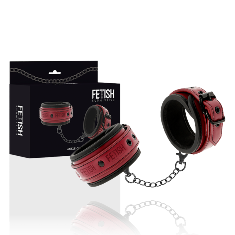 FETISH SUBMISSIVE DARK ROOM - VEGAN LEATHER ANKLE HANDCUFFS WITH NEOPRENE LINING - My naughty haven #