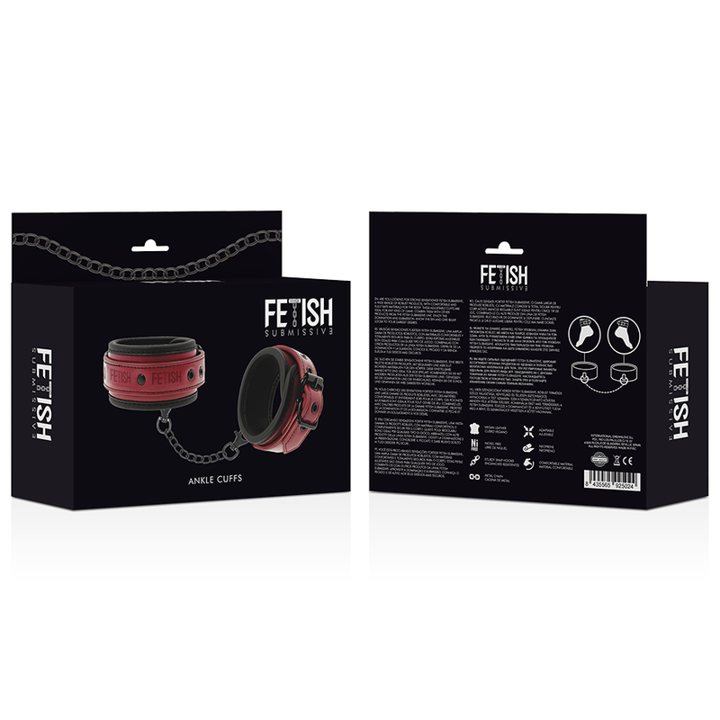 FETISH SUBMISSIVE DARK ROOM - VEGAN LEATHER ANKLE HANDCUFFS WITH NEOPRENE LINING - My naughty haven #