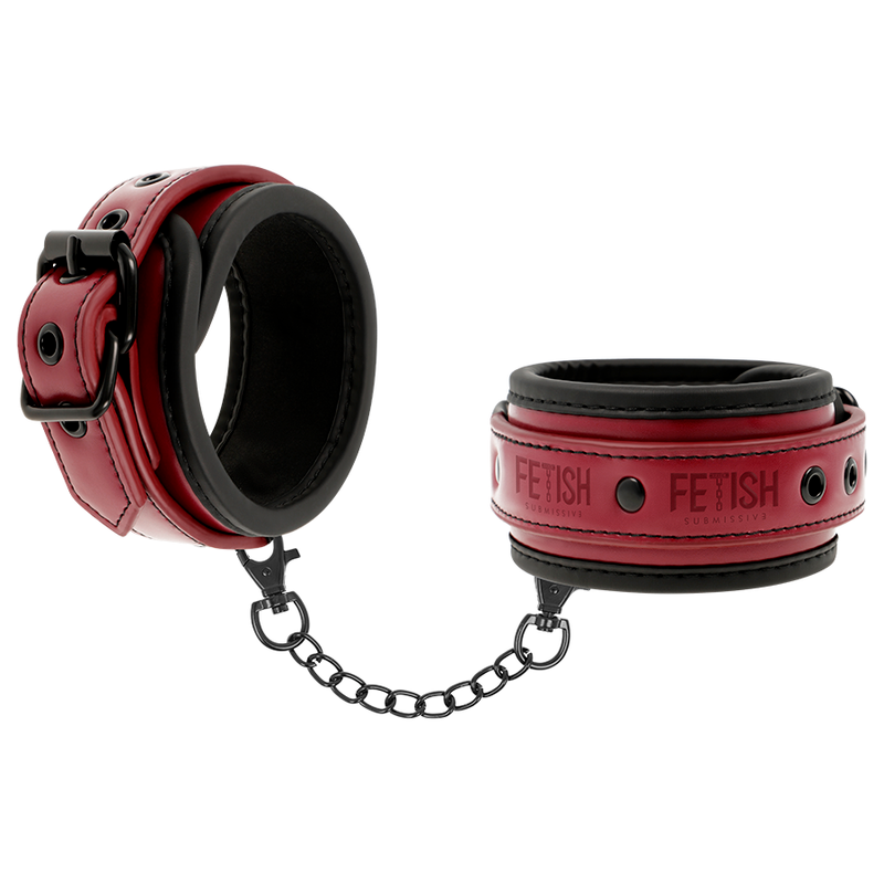 FETISH SUBMISSIVE DARK ROOM - VEGAN LEATHER HANDCUFFS WITH NEOPRENE LINING - My naughty haven #