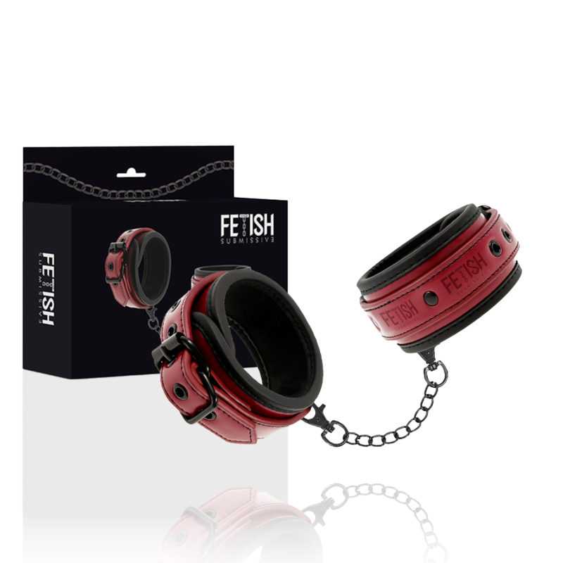 FETISH SUBMISSIVE DARK ROOM - VEGAN LEATHER HANDCUFFS WITH NEOPRENE LINING - My naughty haven #