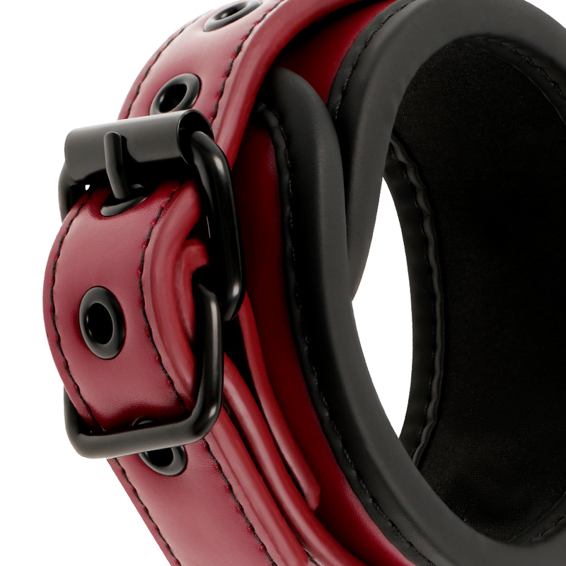 FETISH SUBMISSIVE DARK ROOM - VEGAN LEATHER HANDCUFFS WITH NEOPRENE LINING - My naughty haven #
