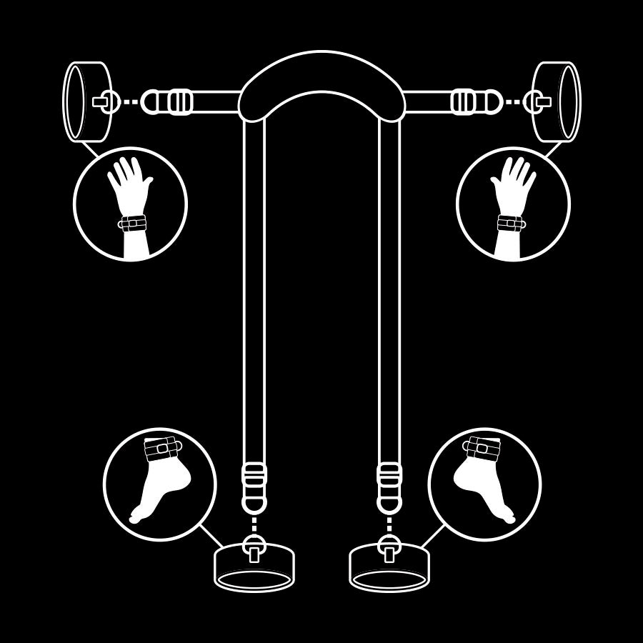 ФЕТИШ ПОДЧИНЕНА - МАЙСТОРСКА ПОЗИЦИЯ С 4 БЕЛЕЗНИКА С НОПРЕНОВА ПОДЛОЖКА
