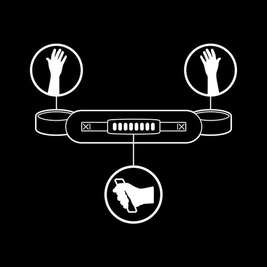 Фетиш субмисив - белезници с нопренова подплата и дръжка