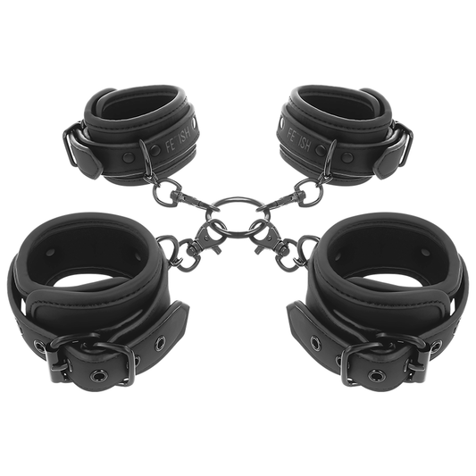 FETISH SUBMISSIVE - SET OF HAND AND ANKLE HANDCUFFS WITH NOPRENE LINING - My naughty haven #