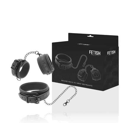 FETISH SUBMISSIVE - VEGAN LEATHER NECKLACE AND HANDCUFFS WITH NOPRENE LINING - My naughty haven #