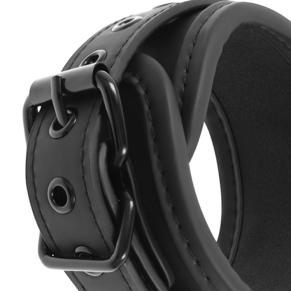 FETISH SUBMISSIVE - VEGAN LEATHER NECKLACE AND HANDCUFFS WITH NOPRENE LINING - My naughty haven #