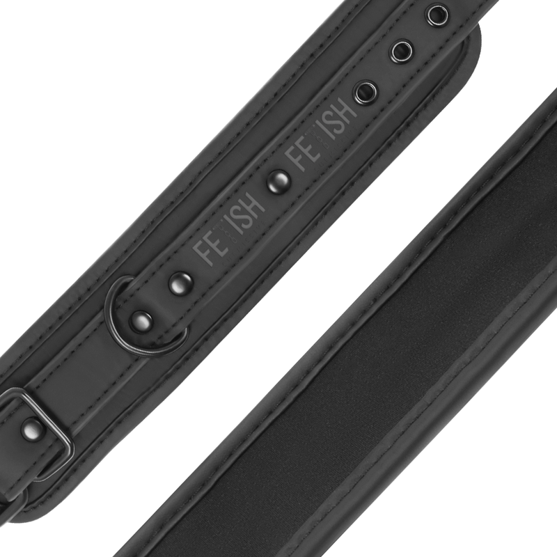 FETISH SUBMISSIVE - VEGAN LEATHER NECKLACE AND HANDCUFFS WITH NOPRENE LINING - My naughty haven #
