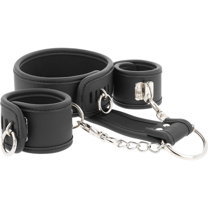 FETISH SUBMISSIVE - VEGAN LEATHER NECKLACE AND HANDCUFFS WITH NOPRENE LINING - My naughty haven #