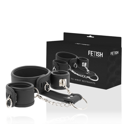 FETISH SUBMISSIVE - VEGAN LEATHER NECKLACE AND HANDCUFFS WITH NOPRENE LINING - My naughty haven #