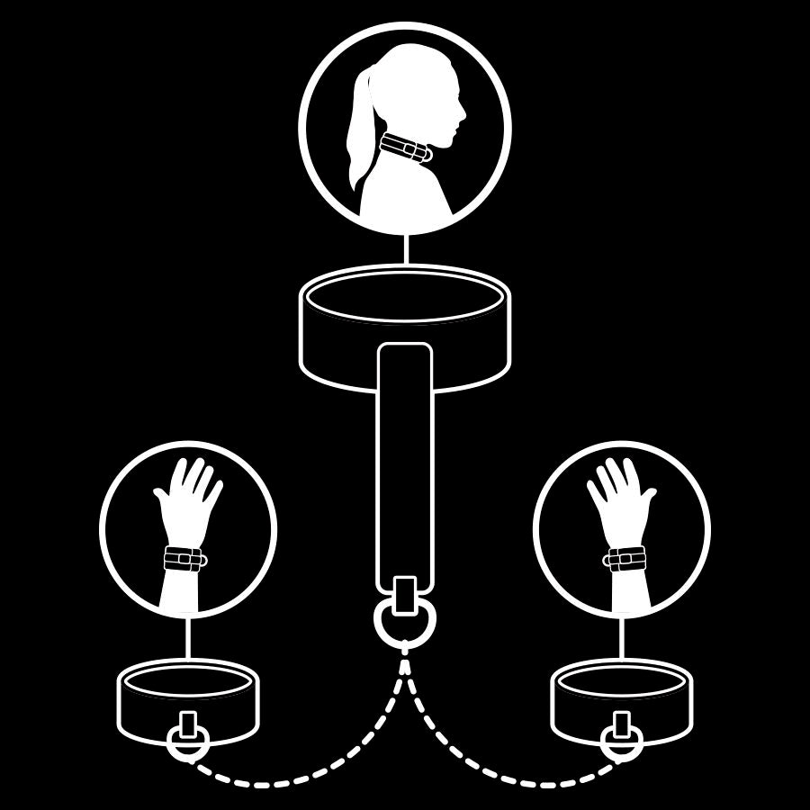 FETISH SUBMISSIVE - VEGAN LEATHER NECKLACE AND HANDCUFFS WITH NOPRENE LINING - My naughty haven #