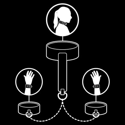 FETISH SUBMISSIVE - VEGAN LEATHER NECKLACE AND HANDCUFFS WITH NOPRENE LINING - My naughty haven #