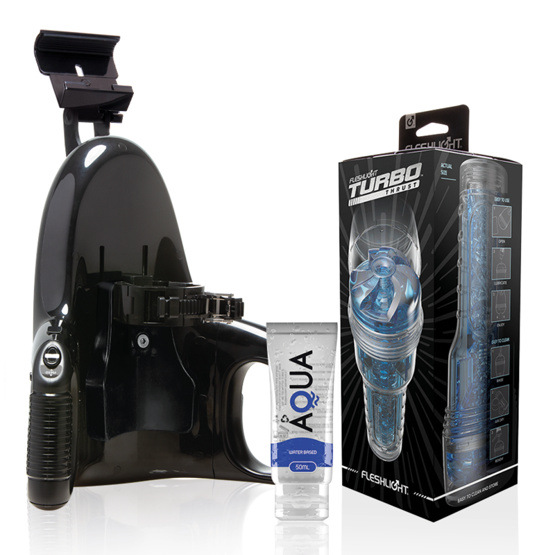 FLESHLIGHT - TURBO THRUST BLUE ICE + UNIVERSAL LAUNCH + AQUA QUALITY LUBRICANT 50 ML - My naughty haven #