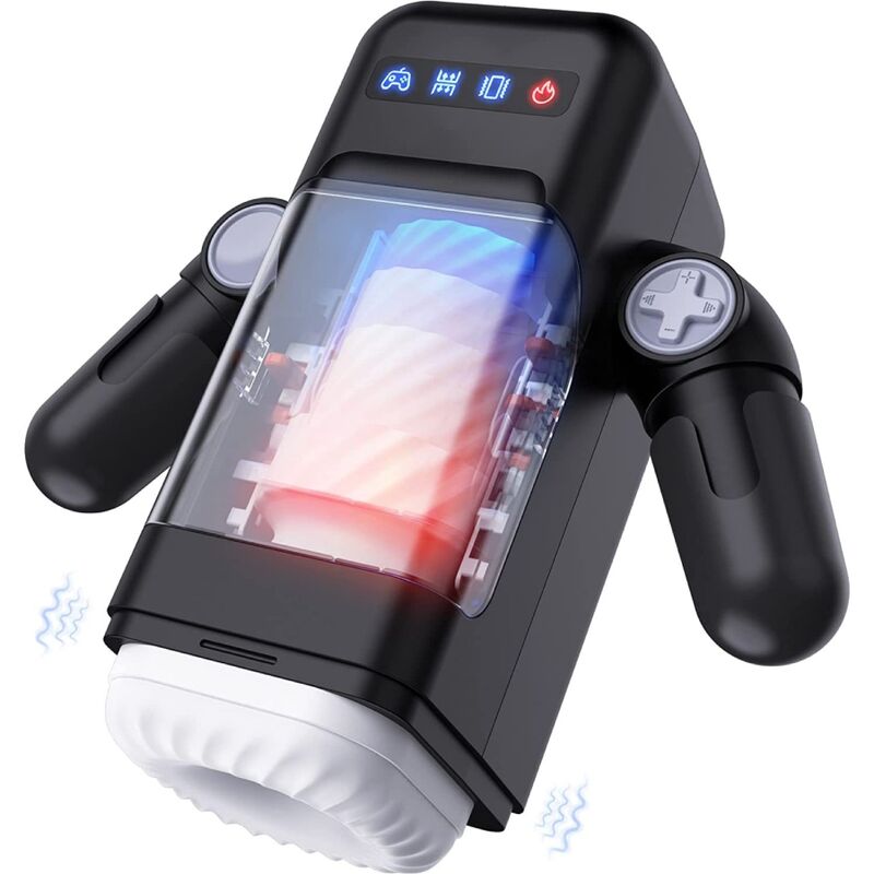 GAME CUP - THRUSTING VIBRATION MASTURBATOR WITH HEATING FUNCTION AND MOBILE SUPPORT - BLACK - My naughty haven #