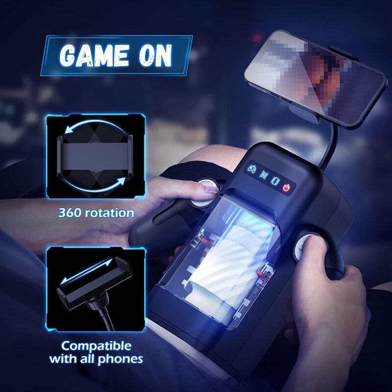 GAME CUP - THRUSTING VIBRATION MASTURBATOR WITH HEATING FUNCTION AND MOBILE SUPPORT - BLACK - My naughty haven #