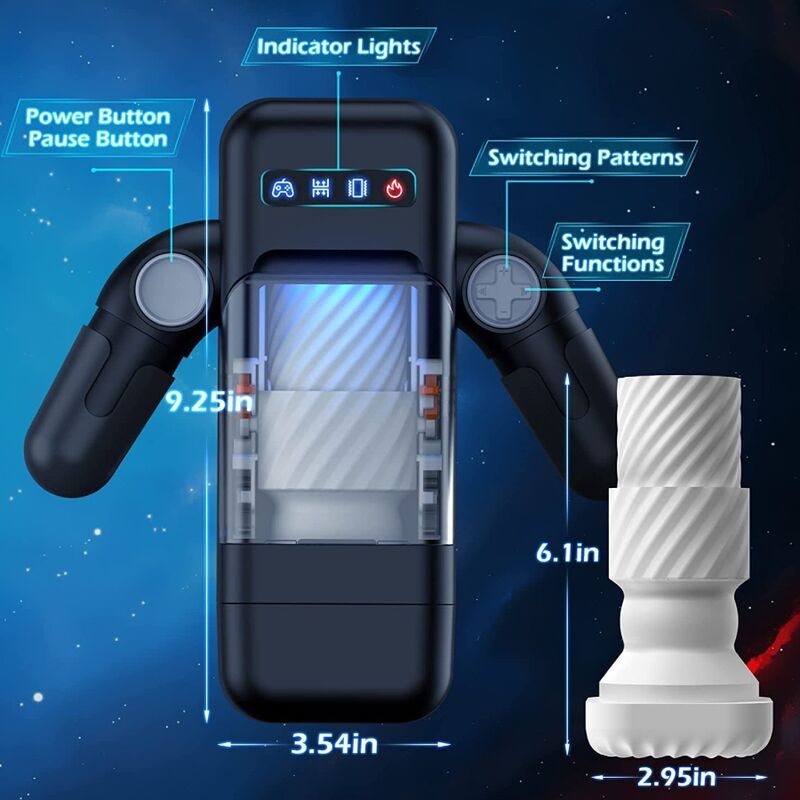 GAME CUP - THRUSTING VIBRATION MASTURBATOR WITH HEATING FUNCTION AND MOBILE SUPPORT - BLACK - My naughty haven #
