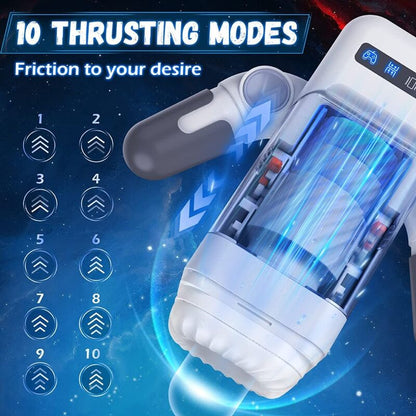 GAME CUP - THRUSTING VIBRATION MASTURBATOR WITH HEATING FUNCTION AND MOBILE SUPPORT - BLACK - My naughty haven #