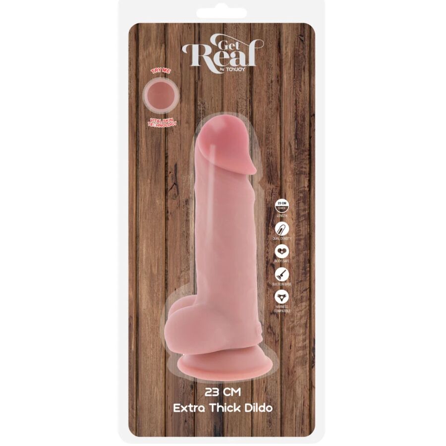 GET REAL - DELUXE REALISTIC PENIS WITH TESTICLES EXTRA THICK 23 CM - My naughty haven #