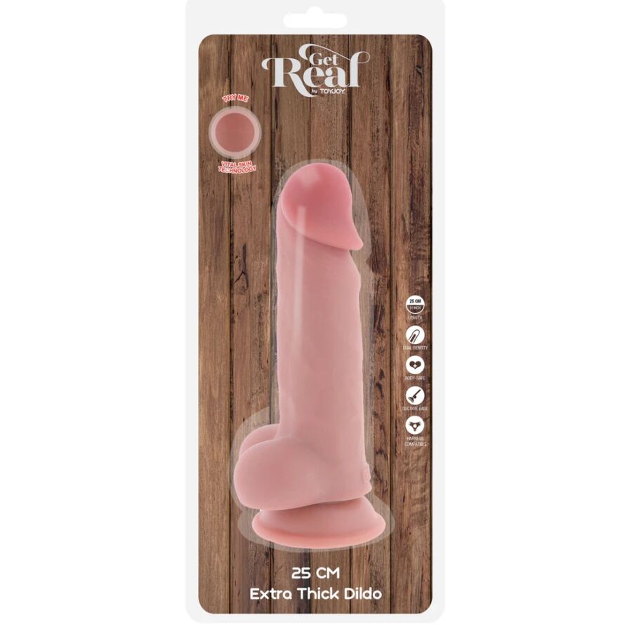 GET REAL - DELUXE REALISTIC PENIS WITH TESTICLES EXTRA THICK 25 CM - My naughty haven #