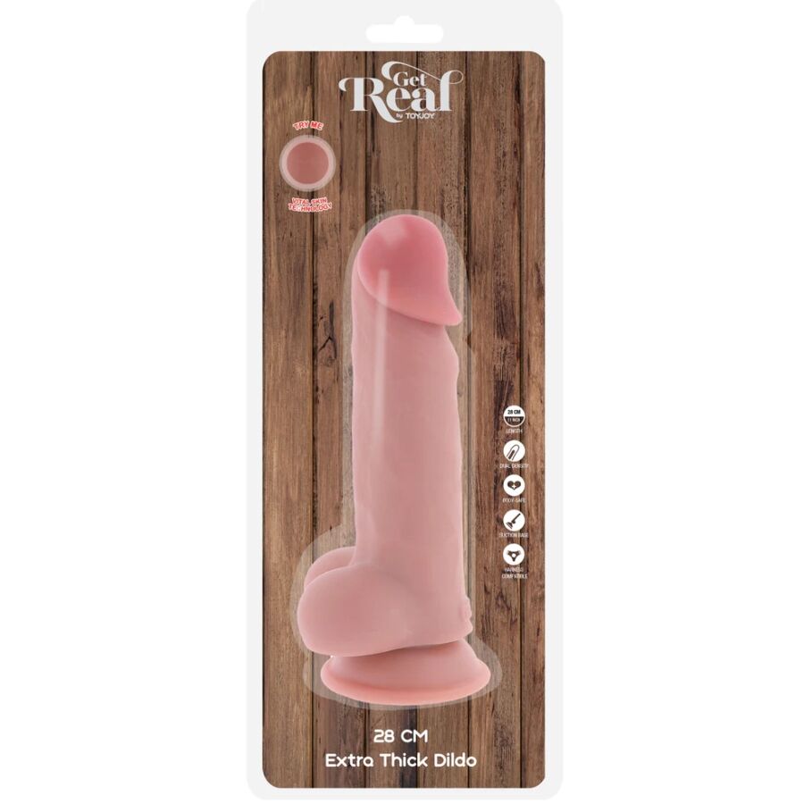GET REAL - DELUXE REALISTIC PENIS WITH TESTICLES EXTRA THICK 28 CM - My naughty haven #