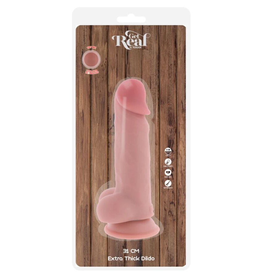 GET REAL - DELUXE REALISTIC PENIS WITH TESTICLES EXTRA THICK 31 CM - My naughty haven #