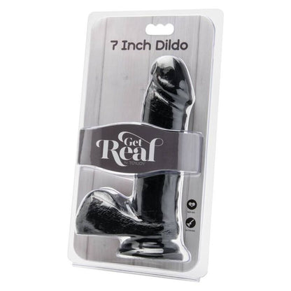 GET REAL - DILDO 18 CM WITH BALLS BLACK - My naughty haven #