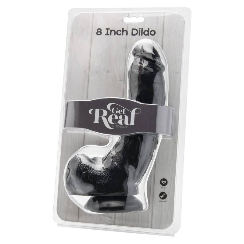 GET REAL - DILDO 20,5 CM WITH BALLS BLACK - My naughty haven #