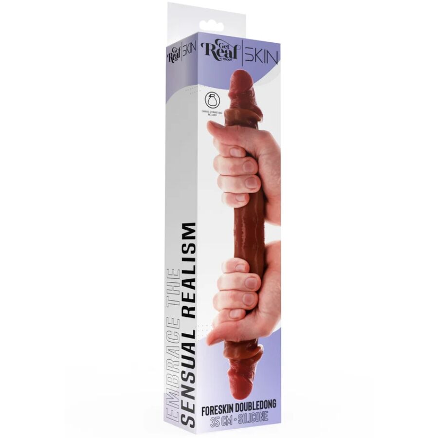 GET REAL - DOUBLE-ENDED SILICONE DILDO CARAMEL 35 CM - My naughty haven #