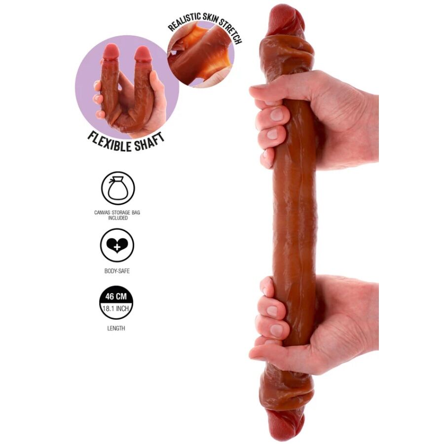 GET REAL - DOUBLE-ENDED SILICONE DILDO CARAMEL 46 CM - My naughty haven #
