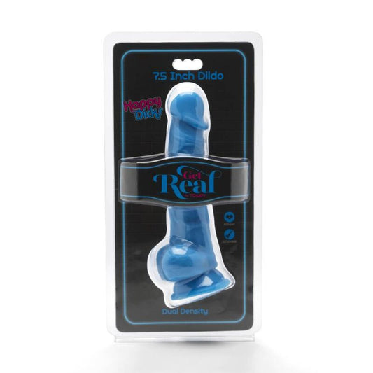 GET REAL - HAPPY DICKS 19 CM WITH BALLS BLUE - My naughty haven #