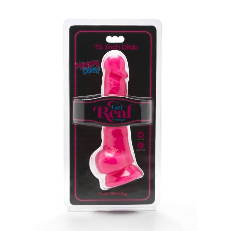GET REAL - HAPPY DICKS 19 CM WITH BALLS PINK - My naughty haven #