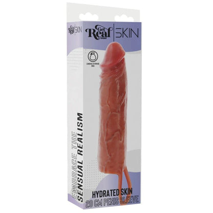 GET REAL - HYDRATED SKIN SILICONE PENIS SLEEVE CARAMEL 20 CM - My naughty haven #