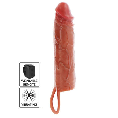 GET REAL - HYDRATED SKIN SILICONE VIBRATING PENIS SLEEVE CARAMEL 20 CM - My naughty haven #