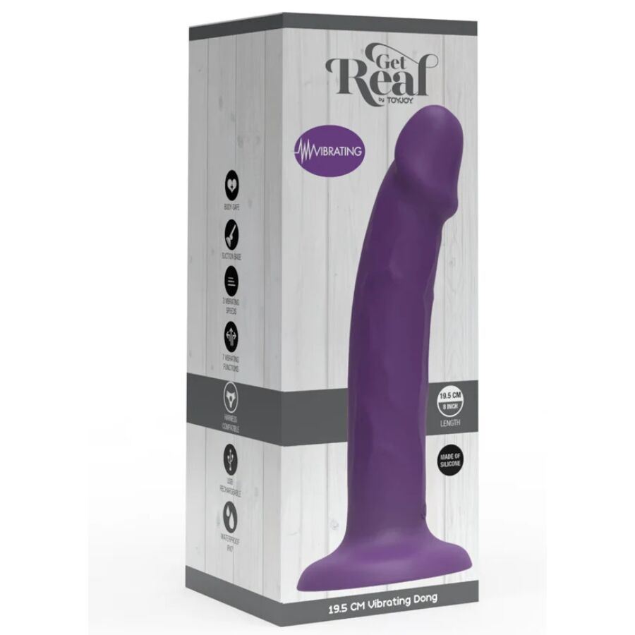GET REAL - REALISTIC SILICONE VIBRATING DILDO PURPLE 19.5 CM - My naughty haven #