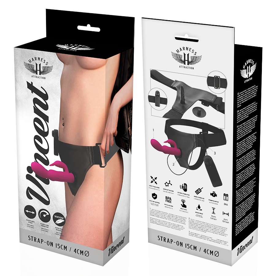 HARNESS ATTRACTION - RNES VIBRATOR RABBIT VINCENT 15 CM -O- 4 CM - My naughty haven #
