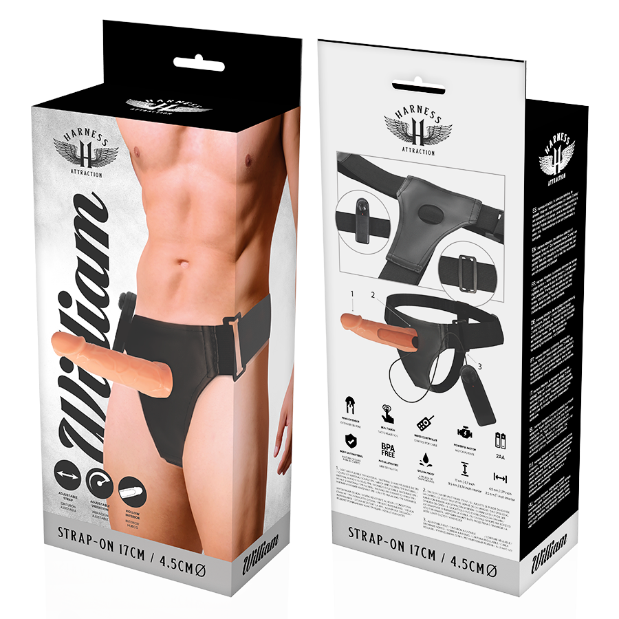 HARNESS ATTRACTION - WILLIAN HOLLOW RNES WITH VIBRATOR 17 CM -O- 4.5 CM - My naughty haven #