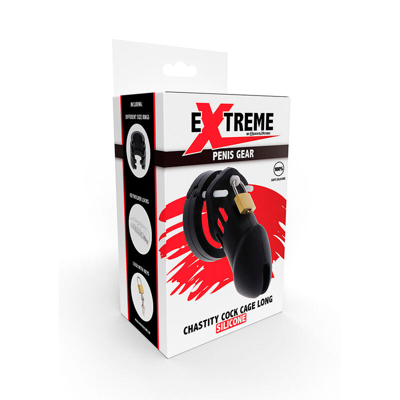 HIDDEN DESIRE - EXTREME CHASTITY COCK CAGE SILICONE SIZE L BLACK - My naughty haven #