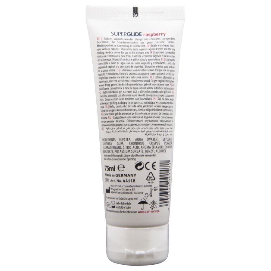 HOT - SUPERGLIDE EDIBLE LUBRICANT WATERBASED RASPBERRY 75 ML - My naughty haven #