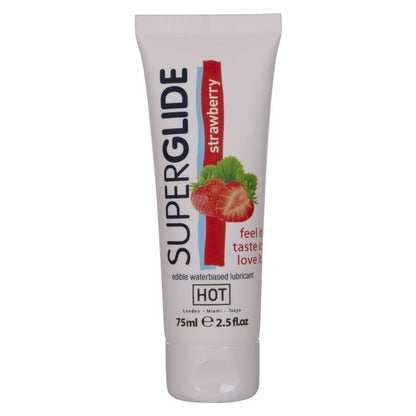HOT - SUPERGLIDE EDIBLE LUBRICANT WATERBASED STRAWBERRY 75 ML - My naughty haven #