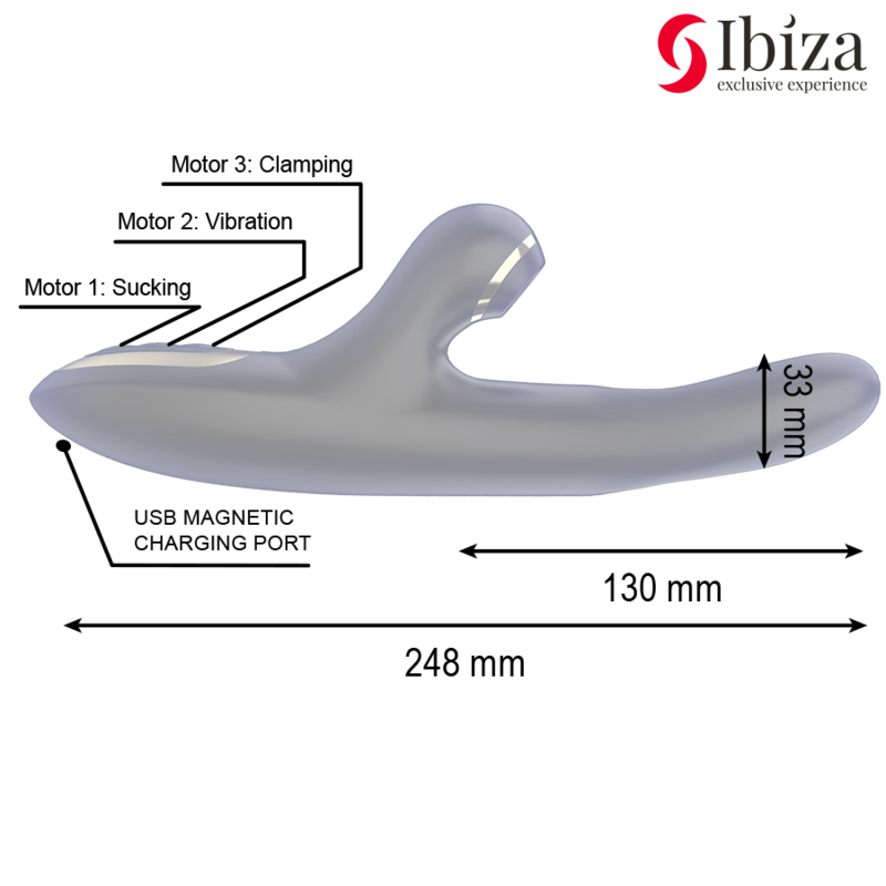 IBIZA - DOUBLE VIBRATOR CLAMPING BLACK - My naughty haven #