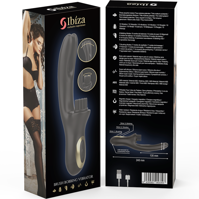 IBIZA - HI-TECH RABITT BRUSHING MULTI-CELL CLITORIAL AND DOUBLE WAVE VIBRATOR - My naughty haven #