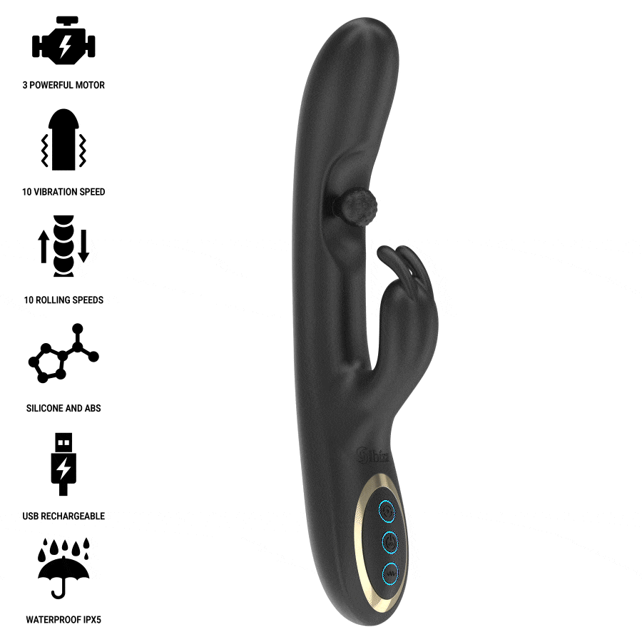 IBIZA - POWERFUL RABBIT VIBRATOR WITH MASSAGING ROLLING PEARL - My naughty haven #