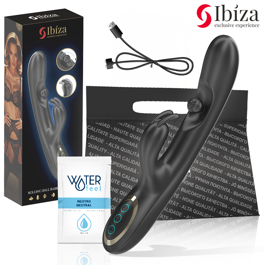 IBIZA - POWERFUL RABBIT VIBRATOR WITH MASSAGING ROLLING PEARL - My naughty haven #