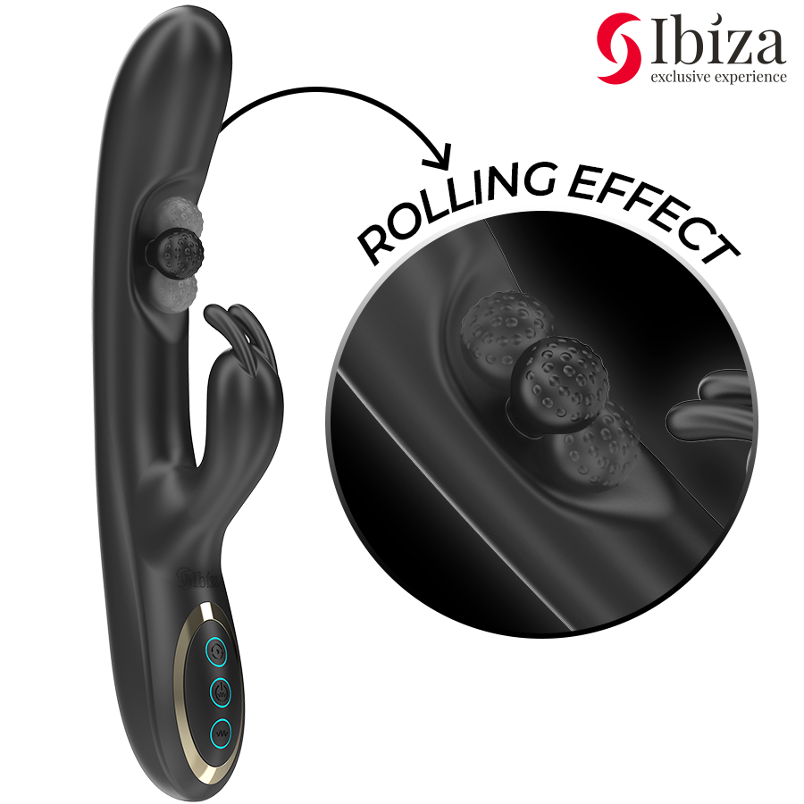 IBIZA - POWERFUL RABBIT VIBRATOR WITH MASSAGING ROLLING PEARL - My naughty haven #