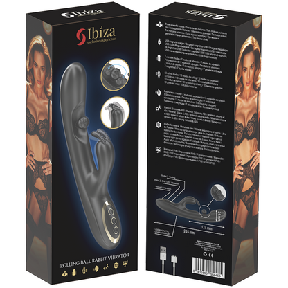 IBIZA - POWERFUL RABBIT VIBRATOR WITH MASSAGING ROLLING PEARL - My naughty haven #