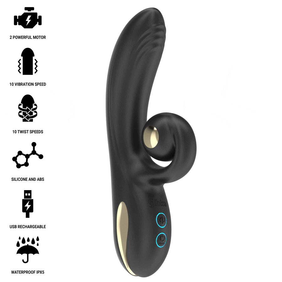 IBIZA - TWISTER VIBRATOR WITH CURVE STIMULATOR AND VIBRO-ROTATION - My naughty haven #