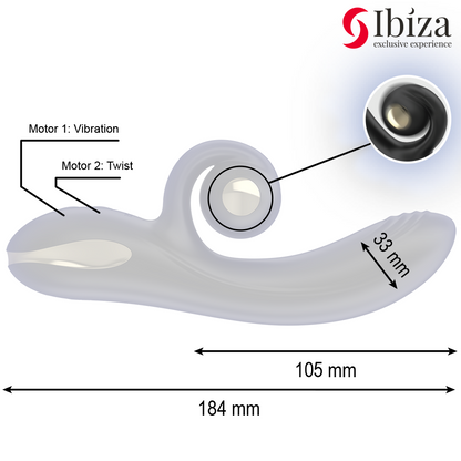 IBIZA - TWISTER VIBRATOR WITH CURVE STIMULATOR AND VIBRO-ROTATION - My naughty haven #