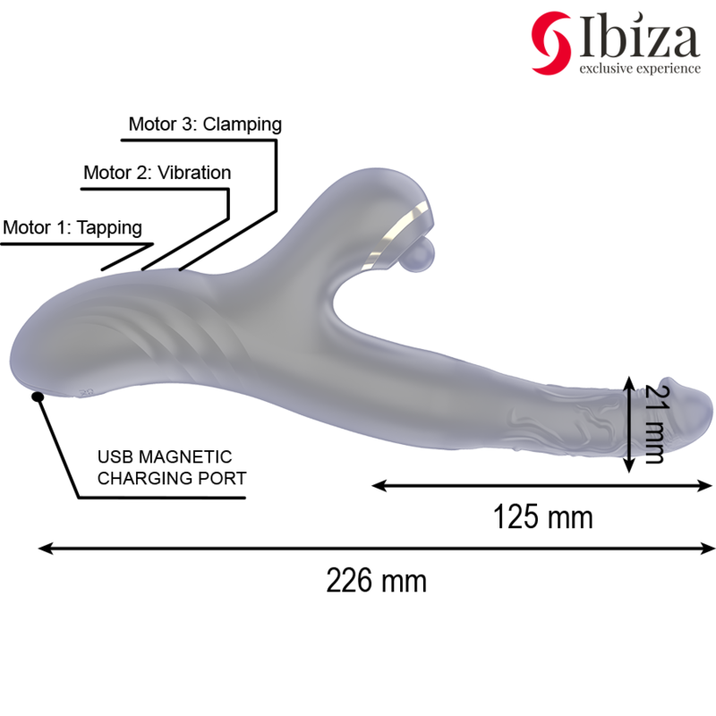 IBIZA - TWO DRAGONS DOUBLE VIBRATOR BLACK - My naughty haven #