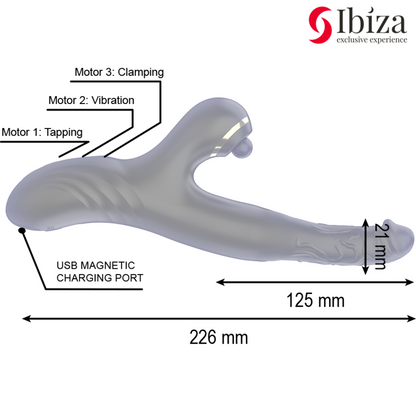 IBIZA - TWO DRAGONS DOUBLE VIBRATOR BLACK - My naughty haven #